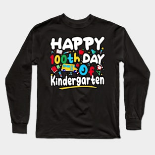 100 Days Of School Teacher 100th Day Of Kindergarten Long Sleeve T-Shirt